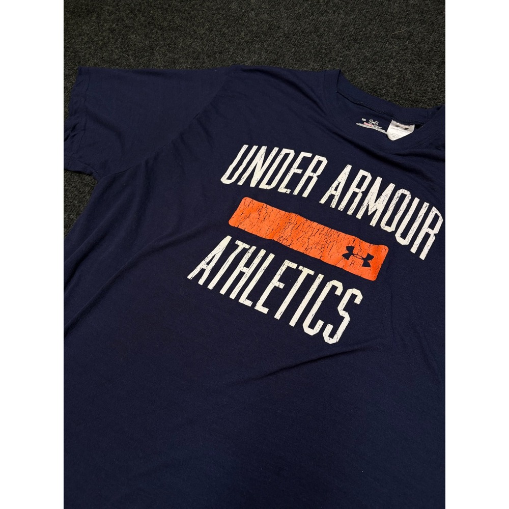 Under Armour HeatGear Mens Navy Blue Athletics Graphic T-Shirt LG Large